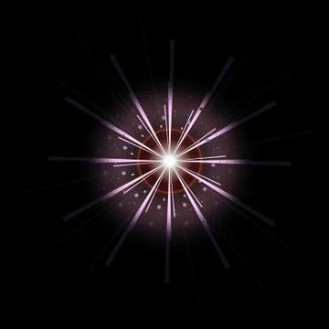 Bright Star Burst Light Effect with Glittering, Glowing Sparkles - Nebula Flare Stock Illustration