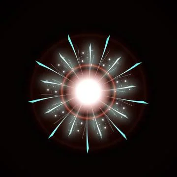 Bright Star Burst Light Effect with Glittering, Glowing Sparkles - Nebula Flare Stock Illustration