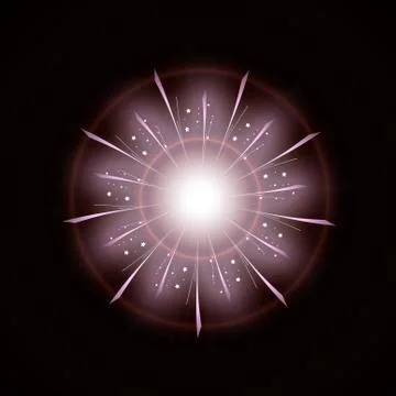 Bright Star Burst Light Effect with Glittering, Glowing Sparkles - Nebula Flare Stock Illustration