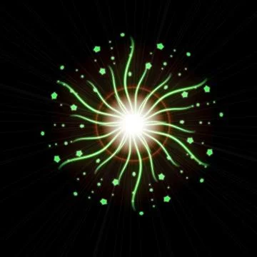 Bright Star Burst Light Effect with Glittering, Glowing Sparkles - Nebula Flare Stock Illustration