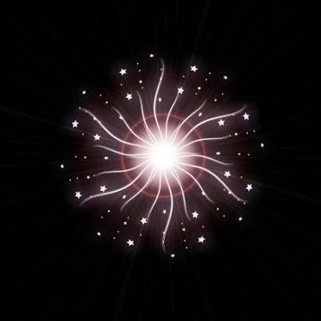 Bright Star Burst Light Effect with Glittering, Glowing Sparkles - Nebula Flare Stock Illustration