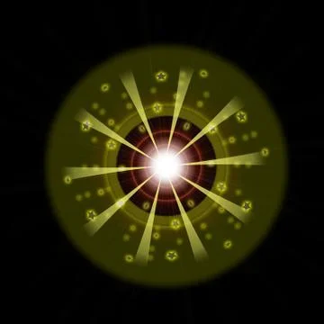 Bright Star Burst Light Effect with Glittering, Glowing Sparkles - Nebula Flare Stock Illustration