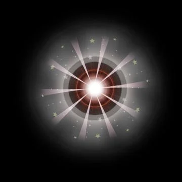 Bright Star Burst Light Effect with Glittering, Glowing Sparkles - Nebula Flare Stock Illustration