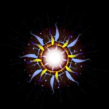 Bright Star Burst Light Effect with Glittering, Glowing Sparkles - Nebula Flare Stock Illustration