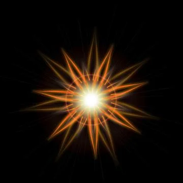 Bright Star Burst Light Effect with Glittering, Glowing Sparkles - Nebula Flare Stock Illustration