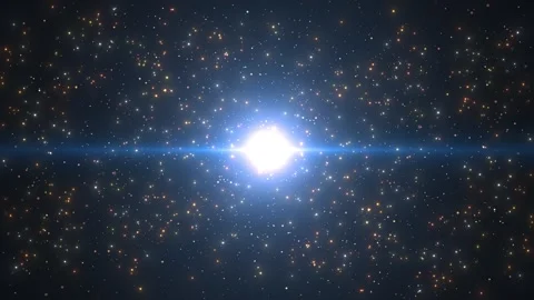 Bright star explosion in deep space with glowing lens flare and countless Stock Footage 325989911