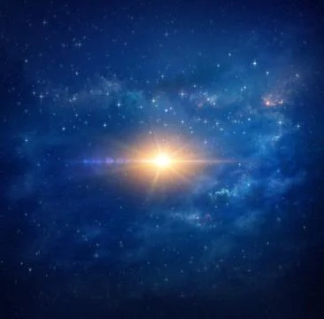 Bright star in outer space Stock Photos