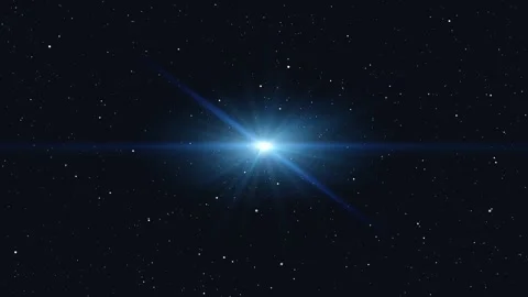 Bright star shining and dark space with stars Stock Footage 279816554