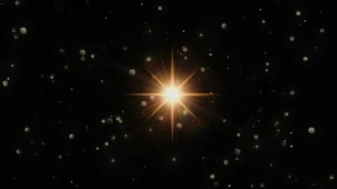 Bright starburst flare effect in deep space cosmic background for sci-fi and Vídeos de archivo 347114847