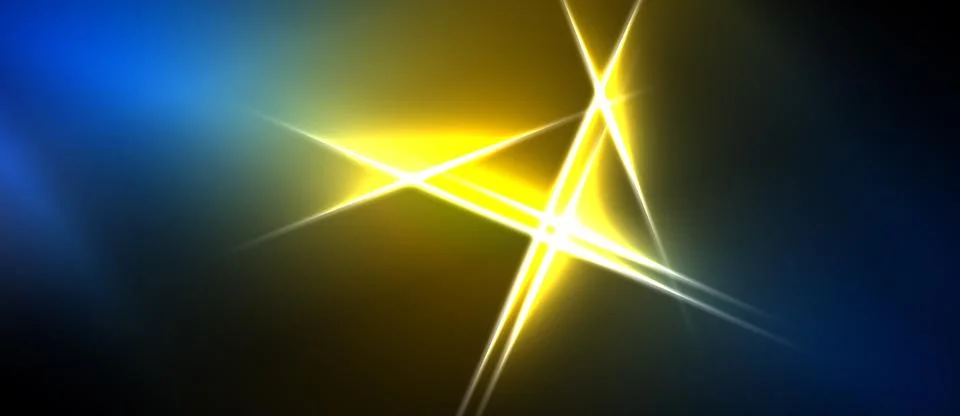 Bright starburst pattern dominates image. Blue, yellow hues blend into dark Stock Illustration