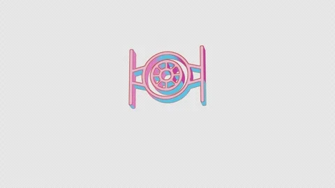 Bright starfighter alt icon is jumping merrily. Retro style. Alpha channel Stock Footage 254410373