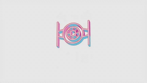 Bright starfighter alt icon is jumping merrily. Retro style. Alpha channel Stock Footage 254410382