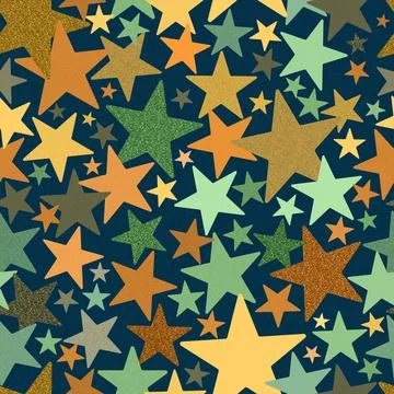Bright stars composition. Seamless repeating pattern. Stock Illustration