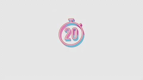 The bright stopwatch 20 icon is jumping merrily. Retro style. Alpha channel Video stock 252559151