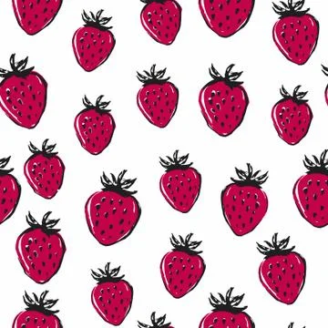Bright strawberry seamless pattern. Summer food Stock Illustration