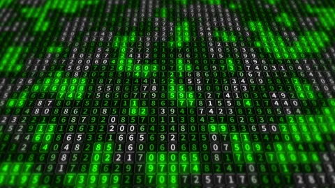Bright streaming digits with light, Abstract binary code, Digital data concept Stockbeeldmateriaal 348047019