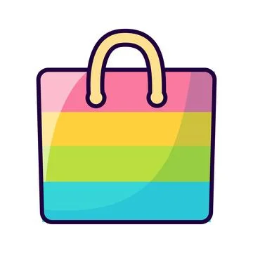 Bright striped beach bag. Vector illustration. Stock Illustration