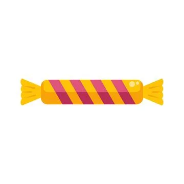 Bright striped candy wrapped in yellow and pink Stock Illustration