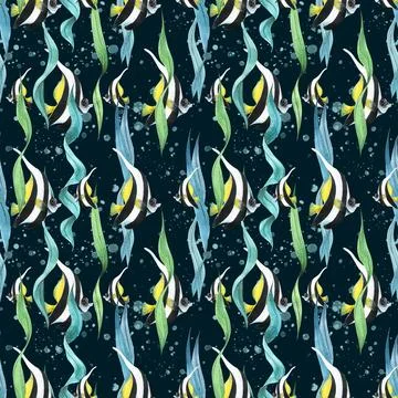 Bright striped triangular tropical fish in white, yellow and black, Moorish idol 스톡 일러스트