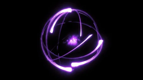 Bright stylised scientific atom animation loop purple Stock-Footage 85108520