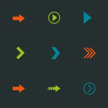 Bright stylish arrows on a dark background Stock Illustration