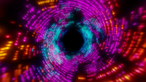 Bright stylish cylindrical tunnel magic spiral animated multicolored backgrou Stock Footage 247714901