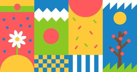 Bright summer banner seamless pattern. Abstract summer or spring illustration in Illustrazione stock