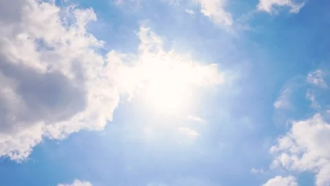 Bright Summer Blue Sky with Soft White Clouds Drifting on a Clear Sunny Day Stock Footage 341869539