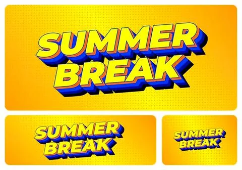 Bright summer break text with colorful background Stock Illustration