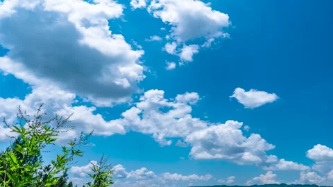 Bright Summer Clouds Drifting Slowly Across A Deep Blue Sky During The Day 動画素材 341997321