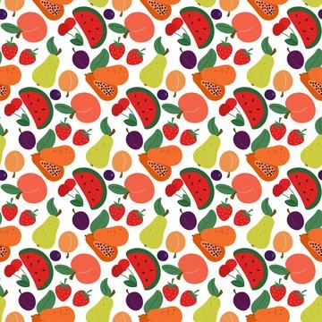 Bright summer fruit seamless pattern イラスト素材