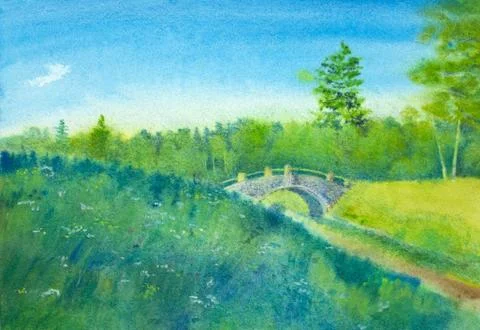 Bright summer meadow Stock Illustration