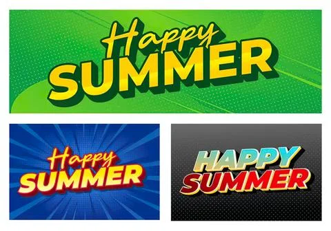 Bright summer message with colorful text on green background Ilustración de archivo