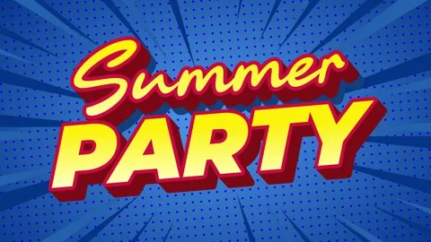 Bright Summer Party Motion Text With Comic Style Background Burst Stock Footage 334094440