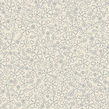 Bright summer pattern with flowers and hearts Stock Illustration