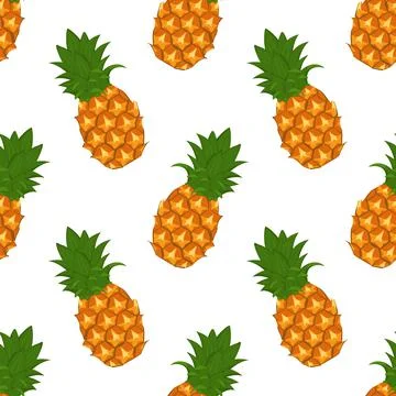 Bright summer pattern with pineapples. Cute exotic fruit print for wrapping Stock Illustration