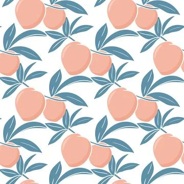 Bright summer seamless pattern with peaches Stock Illustration