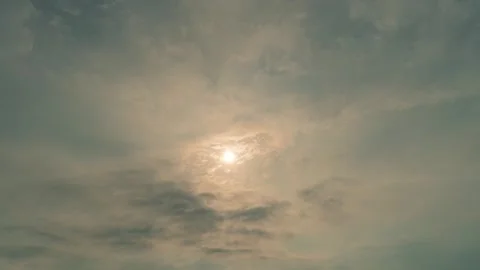 Bright Summer Sun Shining Through Moving Clouds In The Blue Sky Stock Footage 341954483