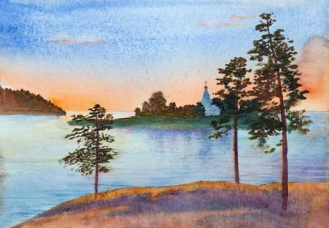 Bright summer sunset Stock Illustration