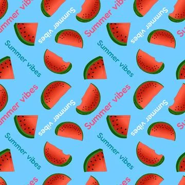 Bright Summer Watermelon Seamless Pattern Design Stock Illustration