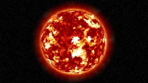 Bright Sun against dark starry sky in Solar System Stock Illustration