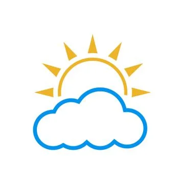 Bright sun and cloud logo a clear sky icon design vector graphic concept illu Stock Illustration