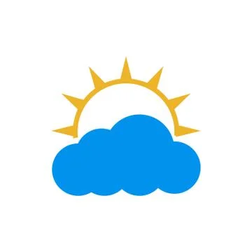Bright sun and cloud logo a clear sky icon design vector graphic concept illu Stock Illustration
