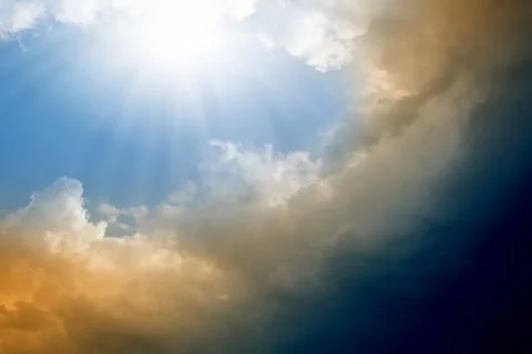 Bright sun and dark clouds イラスト素材