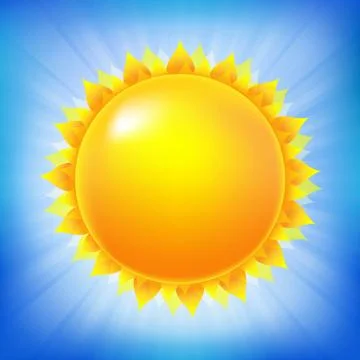 Bright sun with blue sky Stock Illustration
