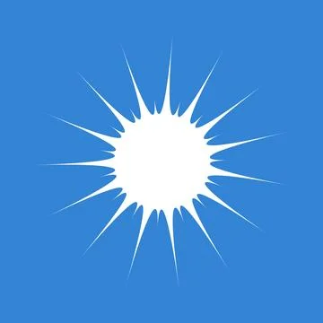 Bright sun on clear sky, flat design vector Stock Illustration