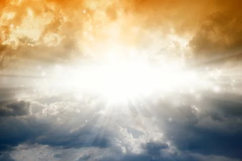 Bright sun in dark sky Stock Illustration