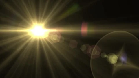 Bright Sun Flare Effect with Lens Light Bokeh and Abstract Dark Background Stock Footage 345420101