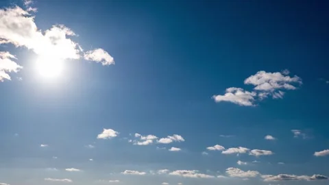 Bright Sun Fluffy Clouds Timelapse Stock Footage 303863654