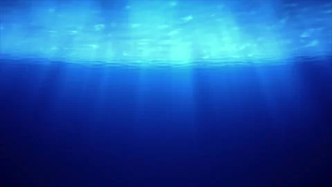 Bright Sun Glowing Underwater Deep Blue Ocean Stock Footage 321671605
